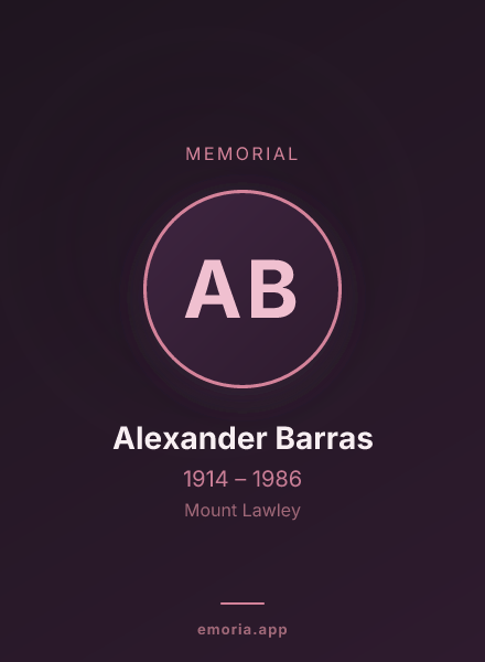 Memorial portrait of Alexander Barras