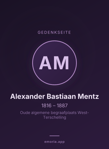 Gedenkportrait von Alexander Bastiaan Mentz