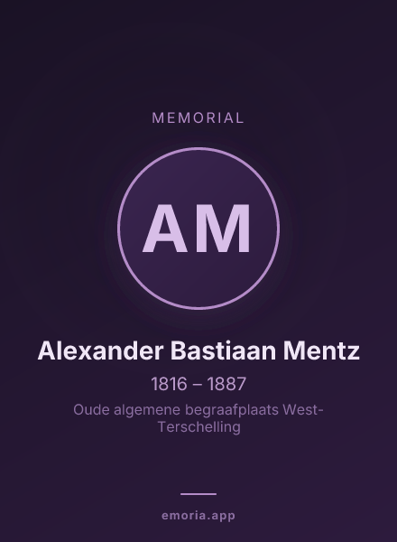 Memorial portrait of Alexander Bastiaan Mentz