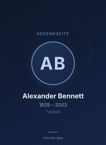 Gedenkportrait von Alexander Bennett