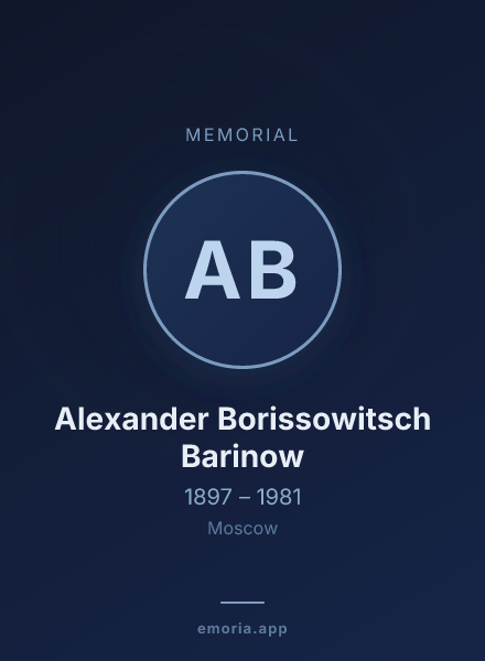 Memorial portrait of Alexander Borissowitsch Barinow