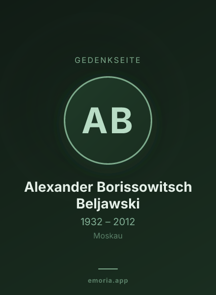 Gedenkportrait von Alexander Borissowitsch Beljawski