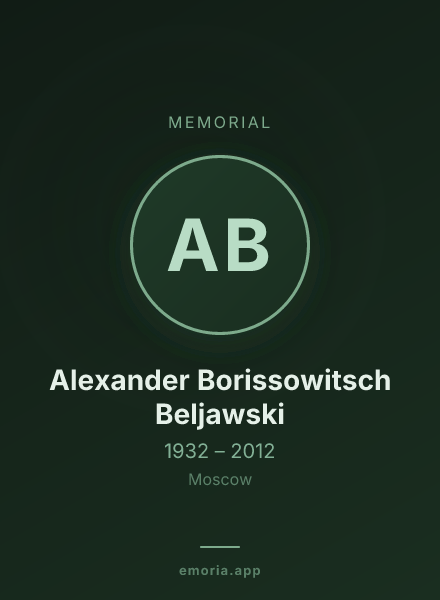 Memorial portrait of Alexander Borissowitsch Beljawski