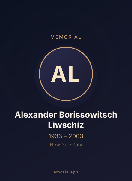 Memorial portrait of Alexander Borissowitsch Liwschiz