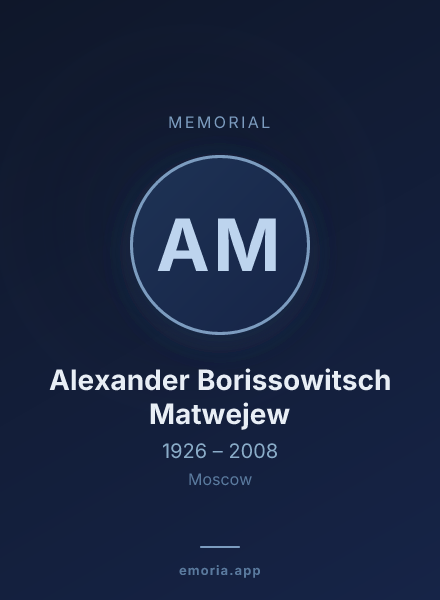 Memorial portrait of Alexander Borissowitsch Matwejew