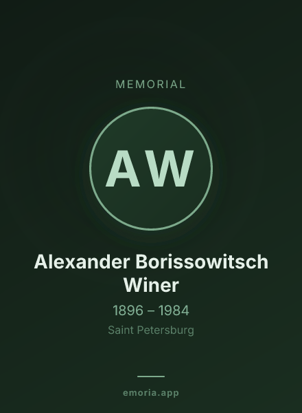 Memorial portrait of Alexander Borissowitsch Winer