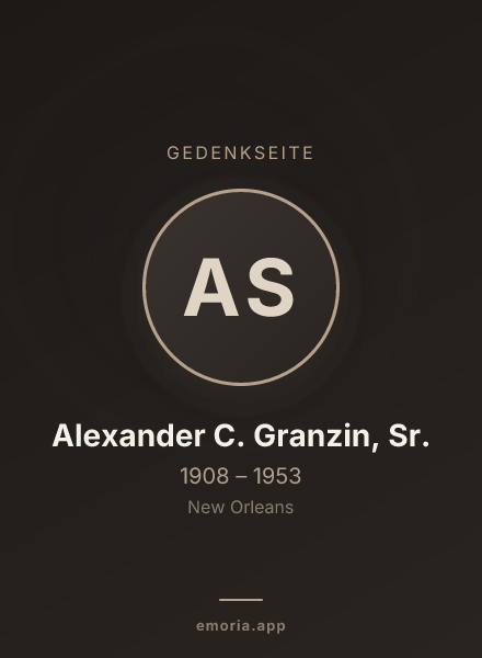 Gedenkportrait von Alexander C. Granzin, Sr.