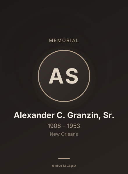 Memorial portrait of Alexander C. Granzin, Sr.