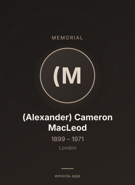 Memorial portrait of (Alexander) Cameron MacLeod