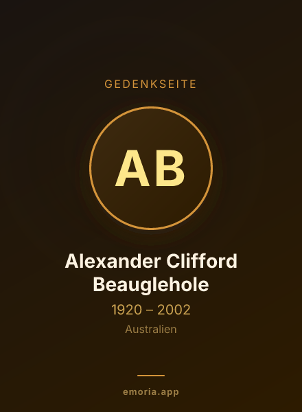 Gedenkportrait von Alexander Clifford Beauglehole