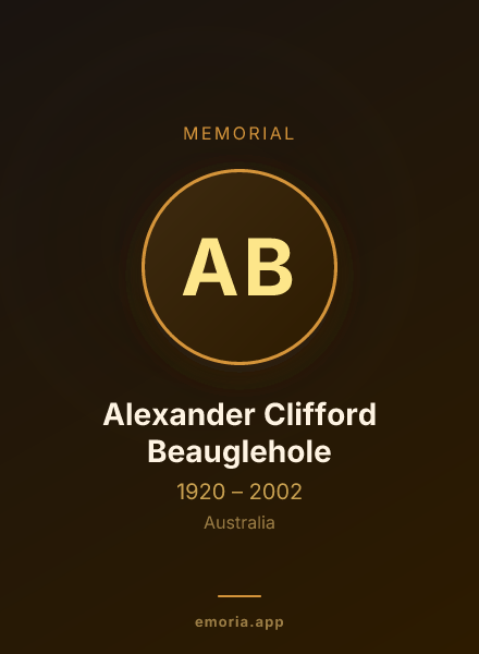 Memorial portrait of Alexander Clifford Beauglehole