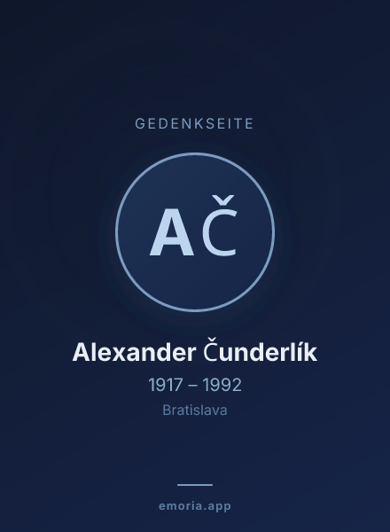 Gedenkportrait von Alexander Čunderlík