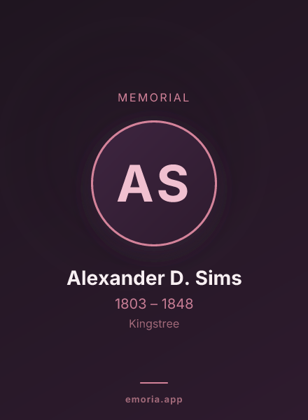Memorial portrait of Alexander D. Sims