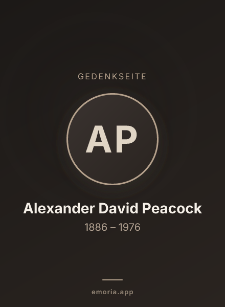 Gedenkportrait von Alexander David Peacock