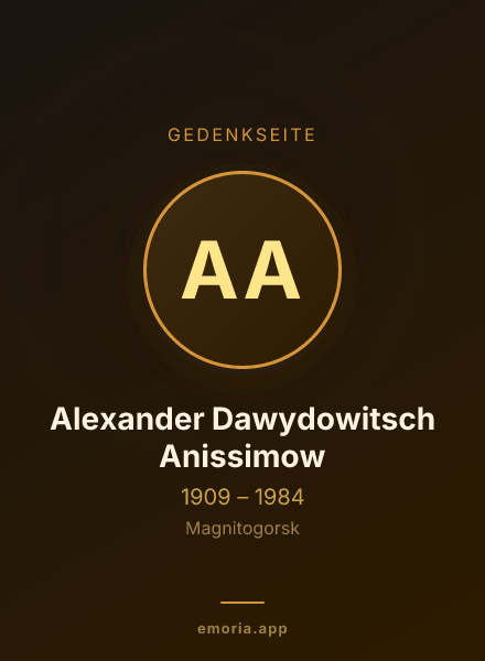 Gedenkportrait von Alexander Dawydowitsch Anissimow