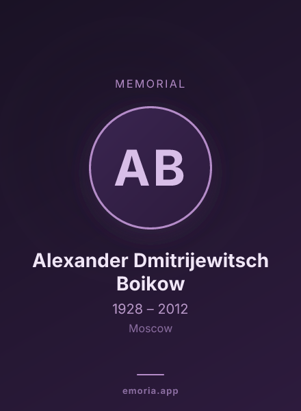 Memorial portrait of Alexander Dmitrijewitsch Boikow