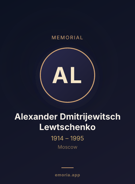 Memorial portrait of Alexander Dmitrijewitsch Lewtschenko
