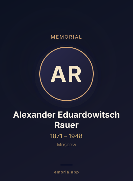 Memorial portrait of Alexander Eduardowitsch Rauer