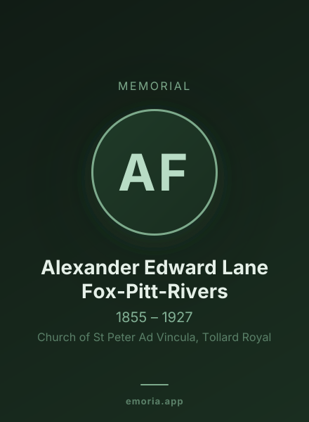 Memorial portrait of Alexander Edward Lane Fox-Pitt-Rivers