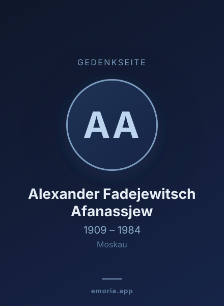 Gedenkportrait von Alexander Fadejewitsch Afanassjew