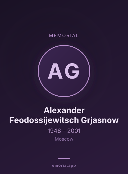 Memorial portrait of Alexander Feodossijewitsch Grjasnow