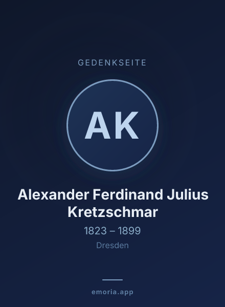 Gedenkportrait von Alexander Ferdinand Julius Kretzschmar