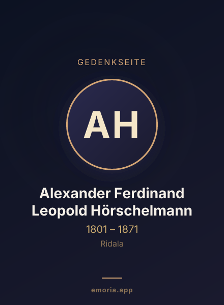 Gedenkportrait von Alexander Ferdinand Leopold Hörschelmann