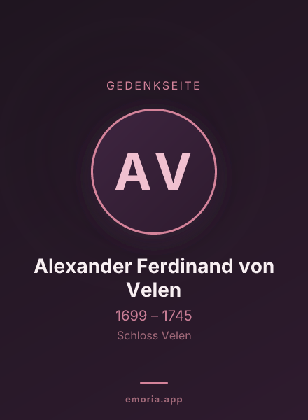 Gedenkportrait von Alexander Ferdinand von Velen