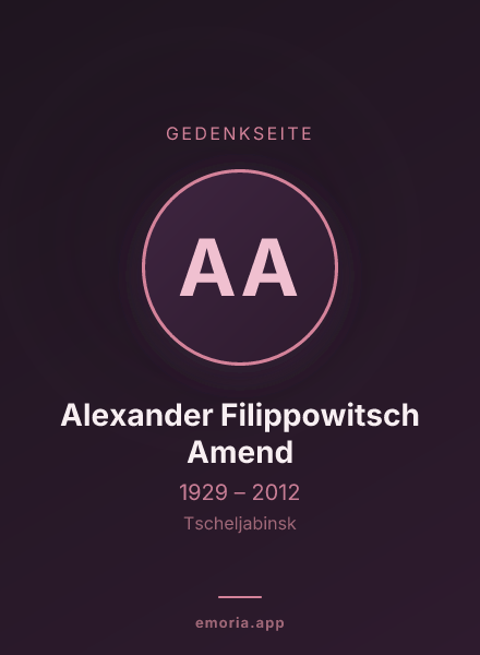 Gedenkportrait von Alexander Filippowitsch Amend