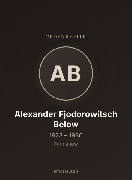 Gedenkportrait von Alexander Fjodorowitsch Below