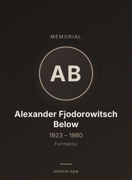Memorial portrait of Alexander Fjodorowitsch Below