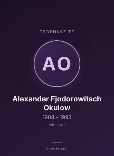 Gedenkportrait von Alexander Fjodorowitsch Okulow