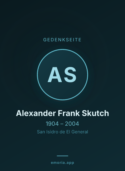Gedenkportrait von Alexander Frank Skutch