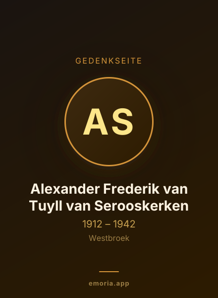 Gedenkportrait von Alexander Frederik van Tuyll van Serooskerken