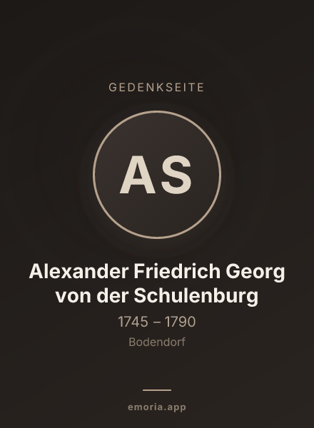 Gedenkportrait von Alexander Friedrich Georg von der Schulenburg