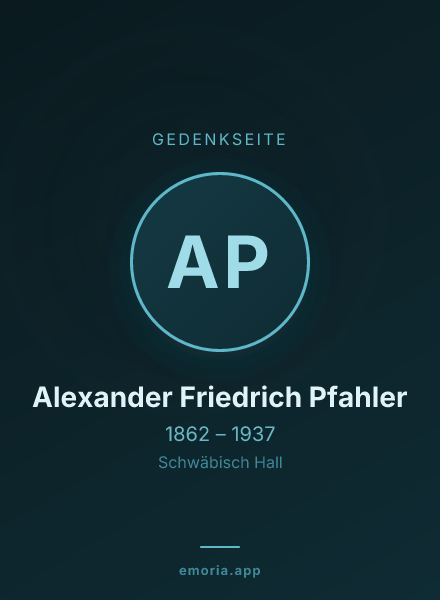 Gedenkportrait von Alexander Friedrich Pfahler