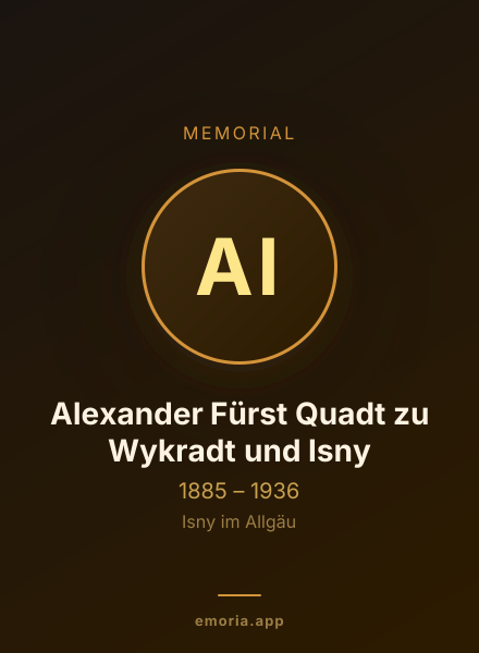 Memorial portrait of Alexander Fürst Quadt zu Wykradt und Isny