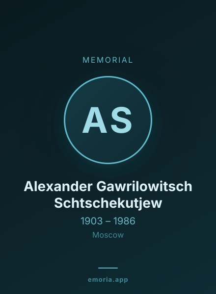 Memorial portrait of Alexander Gawrilowitsch Schtschekutjew