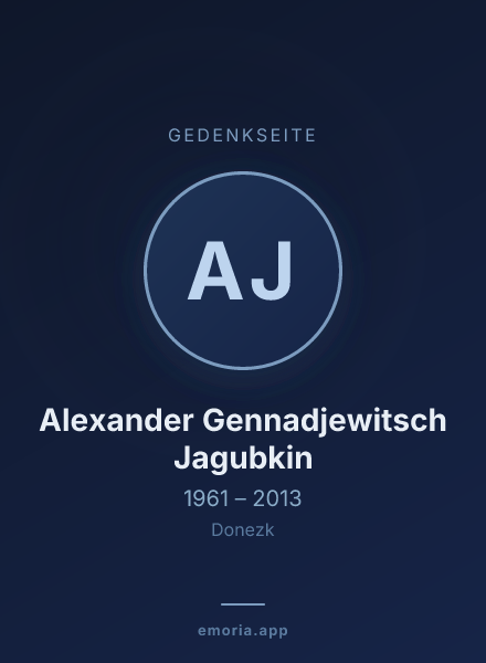 Gedenkportrait von Alexander Gennadjewitsch Jagubkin