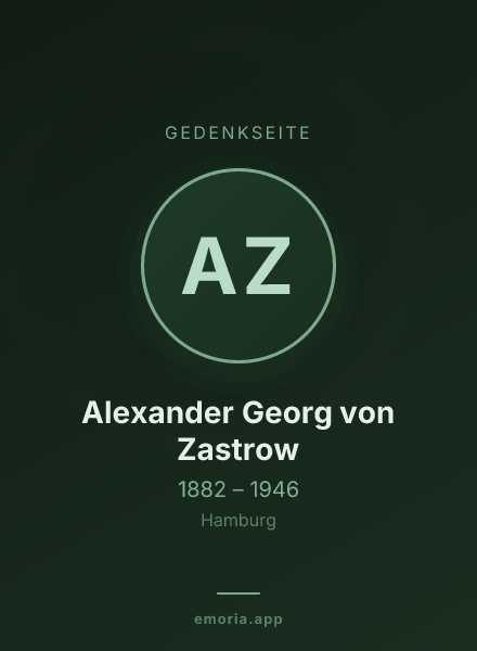 Gedenkportrait von Alexander Georg von Zastrow