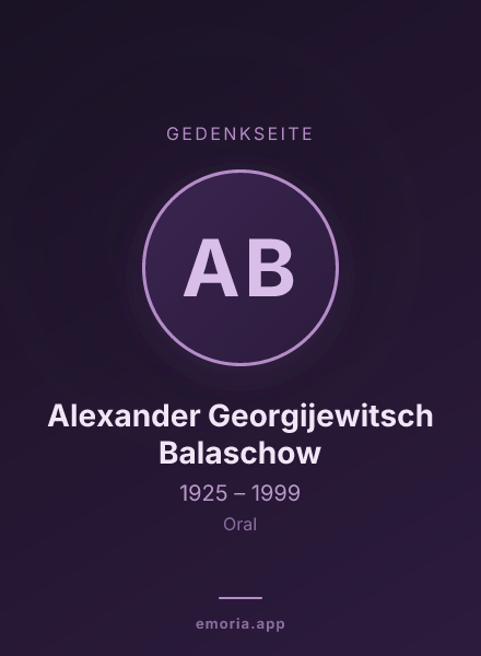 Gedenkportrait von Alexander Georgijewitsch Balaschow