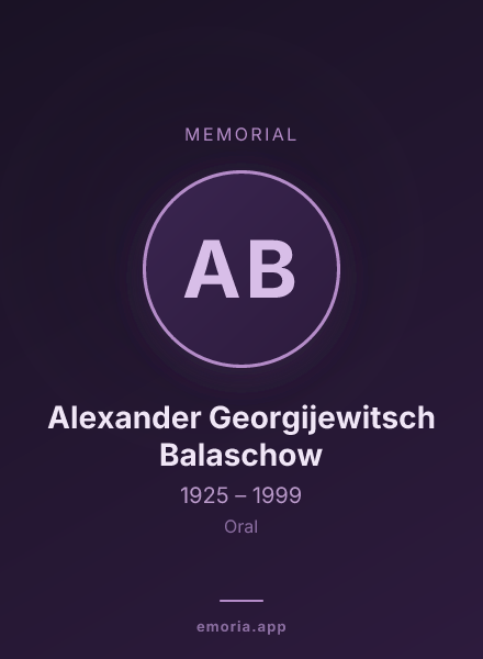 Memorial portrait of Alexander Georgijewitsch Balaschow