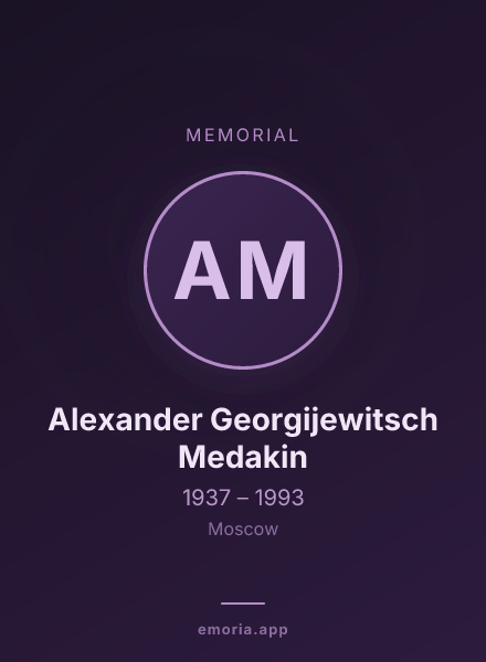 Memorial portrait of Alexander Georgijewitsch Medakin