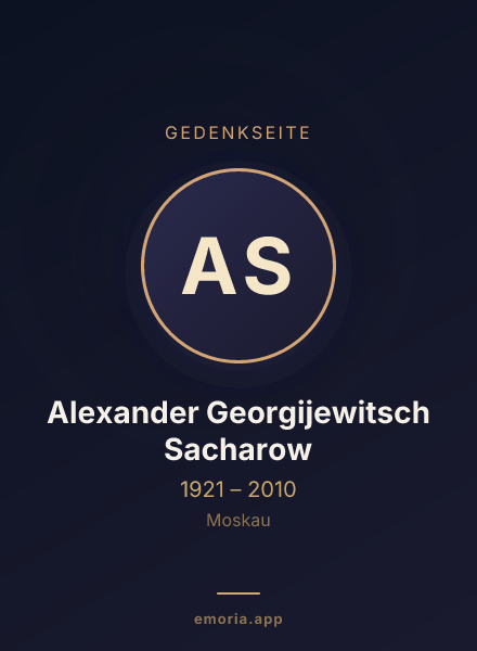 Gedenkportrait von Alexander Georgijewitsch Sacharow