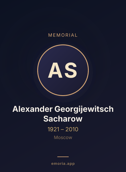 Memorial portrait of Alexander Georgijewitsch Sacharow