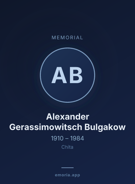 Memorial portrait of Alexander Gerassimowitsch Bulgakow