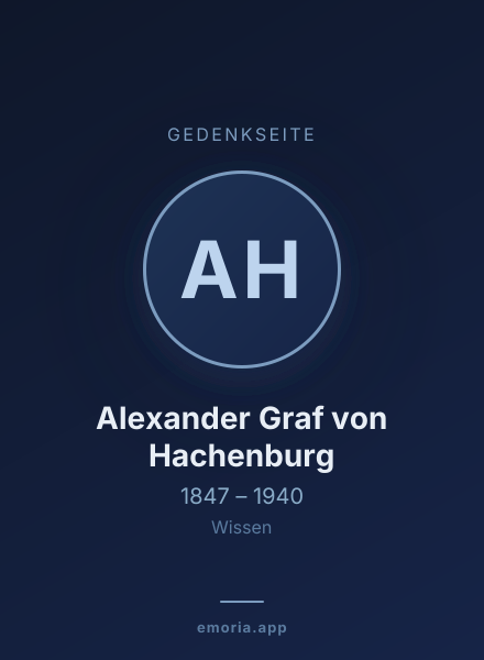 Gedenkportrait von Alexander Graf von Hachenburg