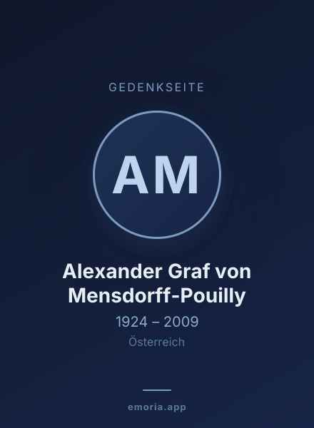 Gedenkportrait von Alexander Graf von Mensdorff-Pouilly