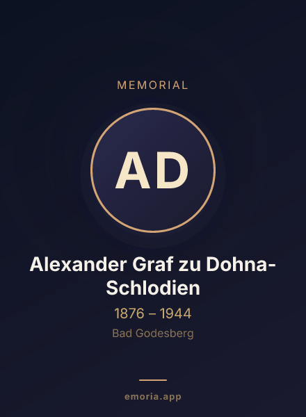 Memorial portrait of Alexander Graf zu Dohna-Schlodien
