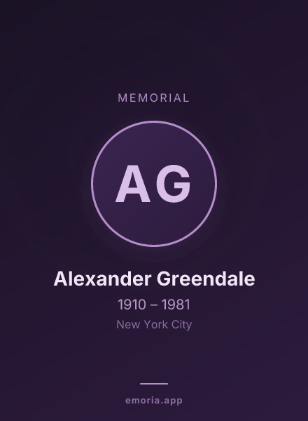 Memorial portrait of Alexander Greendale